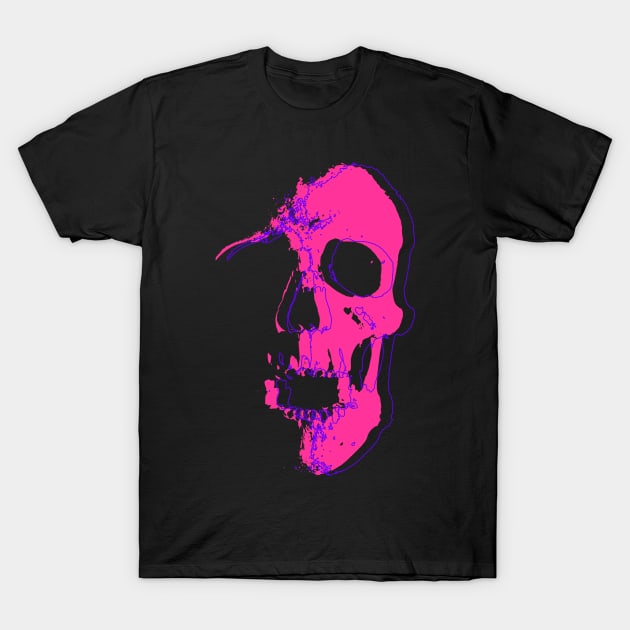 Neon Pink Skull T-Shirt by CJ Ramirez